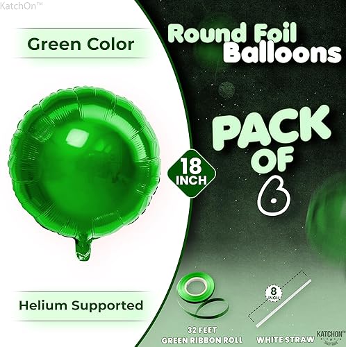 Miniatura 2 de KatchOn, Globos grandes de papel de aluminio verde  18 pulgadas, paquete de 6  Globos de Mylar verde 4D para baby shower, kit de guirnalda de globos