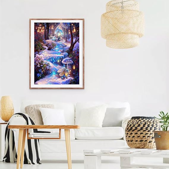 CLYCTIP Diamond Painting Art Kits，5D Diamond Painting Kits for Adults, Tree Painting Pictures Cross Stitch Arts Home Wall Decor 30 × 40cm (Gold)