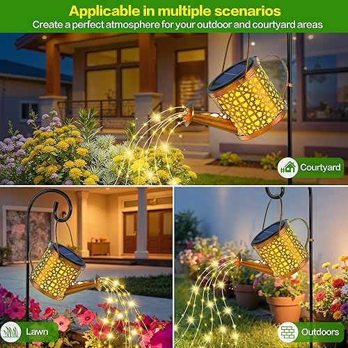 Miniatura 3 de Luces solares impermeables para regadera, luces solares decorativas para exteriores, decoración de jardín, luces colgantes de metal para exteriores,