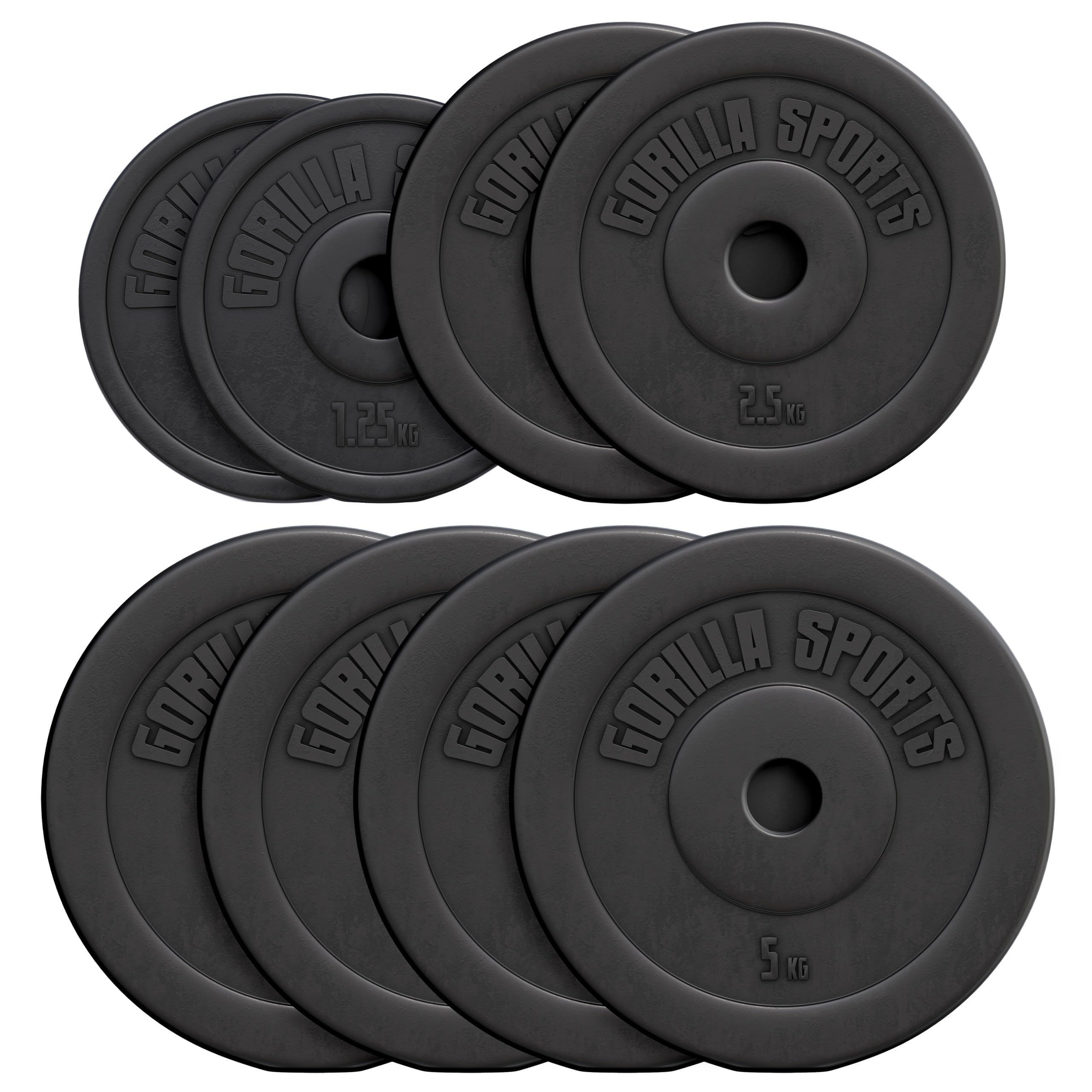 GORILLA SPORTS® Pesi Palestra - Disco Singolo: 1,25-15 kg o Set: 27,5/30 kg, 31 mm, Plastica - Dischi Palestra, Bumper, Bodybuilding, Peso, Sollevamento con Bilanciere e Manubri, Powerlifting