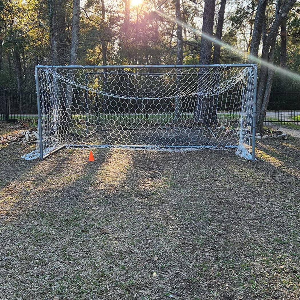 Luwint Fußballtornetz, strapazierfähiges Polyester, Ersatznetz, weiß, 4,8 x 2,1 m, Jugendliche