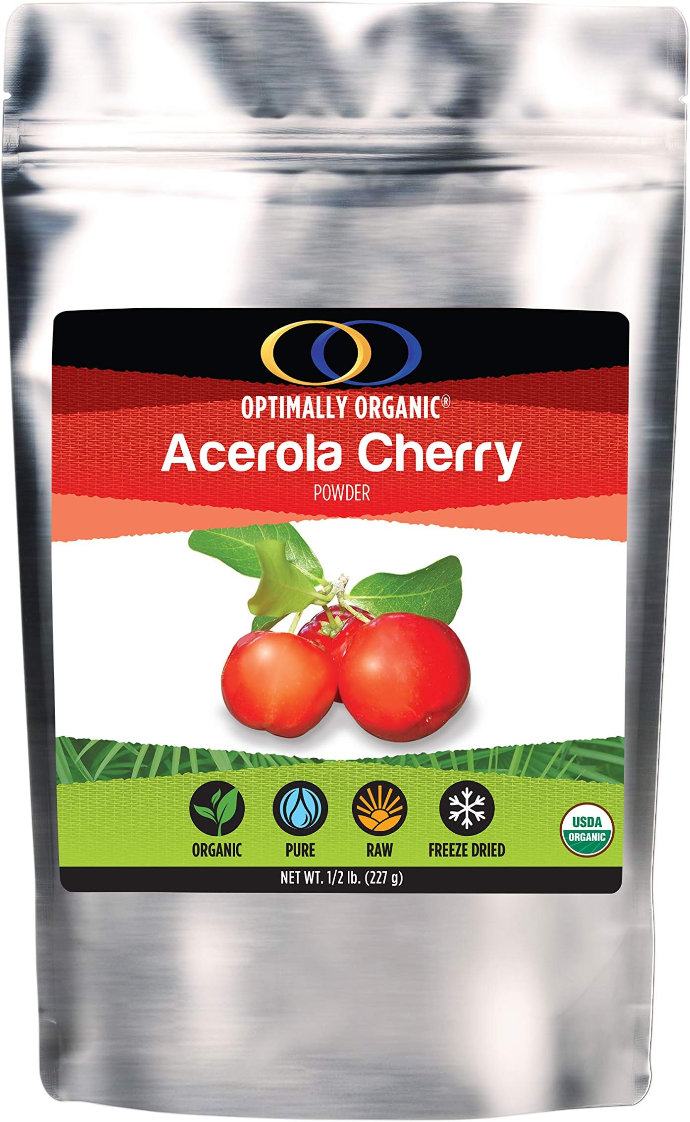 Optimally Organic Raw Freeze Dried Whole Fruit Acerola Cherry Powder, Immune Booster Vitamin C Superfood