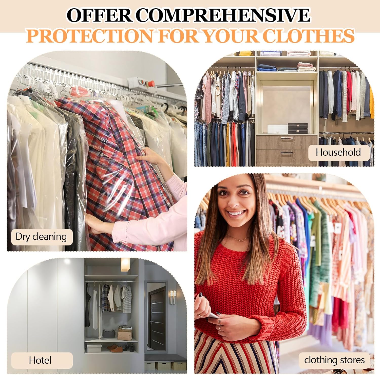 450 Count Dry Cleaner Bags Plastic Clear 21''x40'' Plastic Dust Cover Storage Dry Cleaning Bags for Clothes Hanging Clothes Suits Wedding Dresses Gowns Coats Uniforms - Image 6