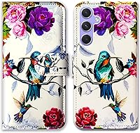 Vista 29 de Funda para Galaxy A54, flor de ciruelo de cuero con tapa para teléfono con ranura para tarjeta, soporte para Samsung Galaxy A54 5G