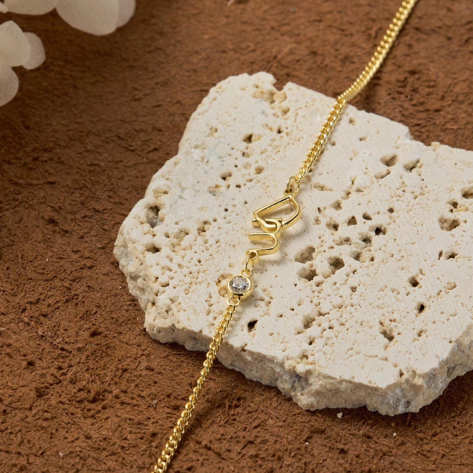 Personalizado Mejor Amigo Pulsera plata de ley 925 Dos Encanto Inicial con Cadena de eslabón cubano Nombre Personalizado Pulsera Amistad Joyería