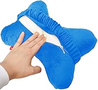 Vista 3 de Bookishbunny Paquete de 2 almohadas de cuello de viaje en forma de hueso de perro con funda extraíble lavable de espuma viscoelástica