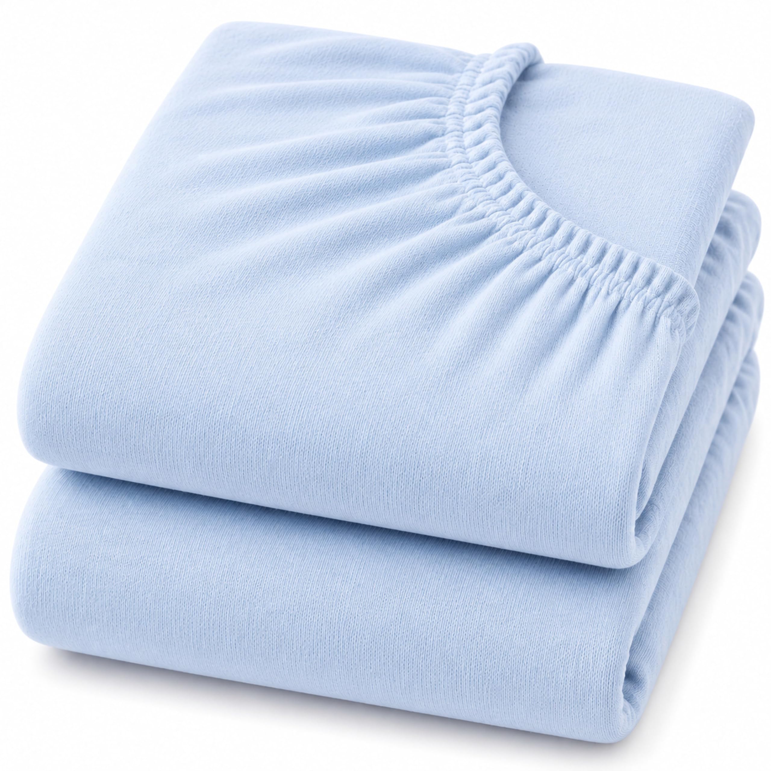 Dudu N Girlie 2 Pack Cot Bed Fitted Sheets 140x70cm Blue 100% Cotton Jersey Soft Toddler Bedding