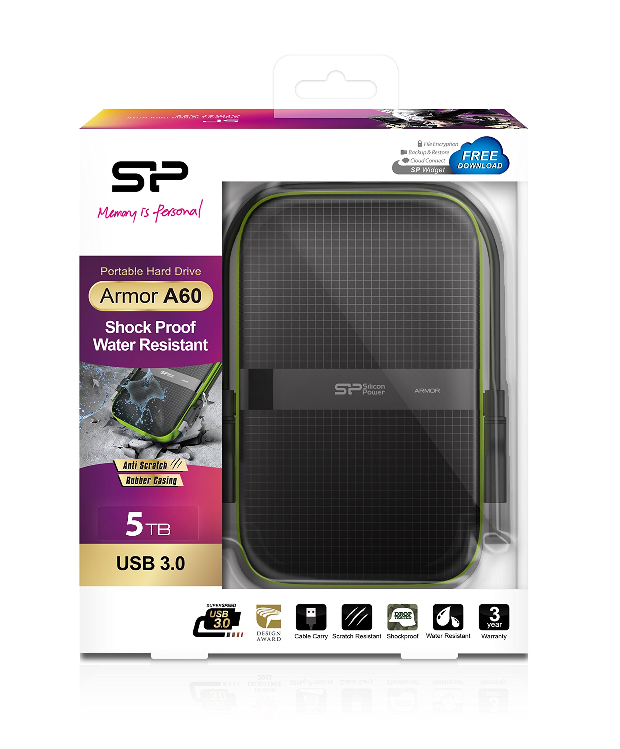 Silicon Power 5TB Armor A60 USB 3.0 Portatile Shockproof - Dettaglio