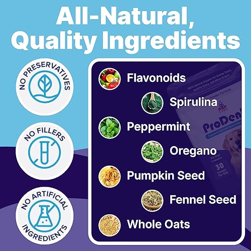 Miniatura 3 de ProDenta, Polvo dental para perros totalmente natural para limpieza de dientes, polvo dental para dientes de perros con ambientador de aliento.