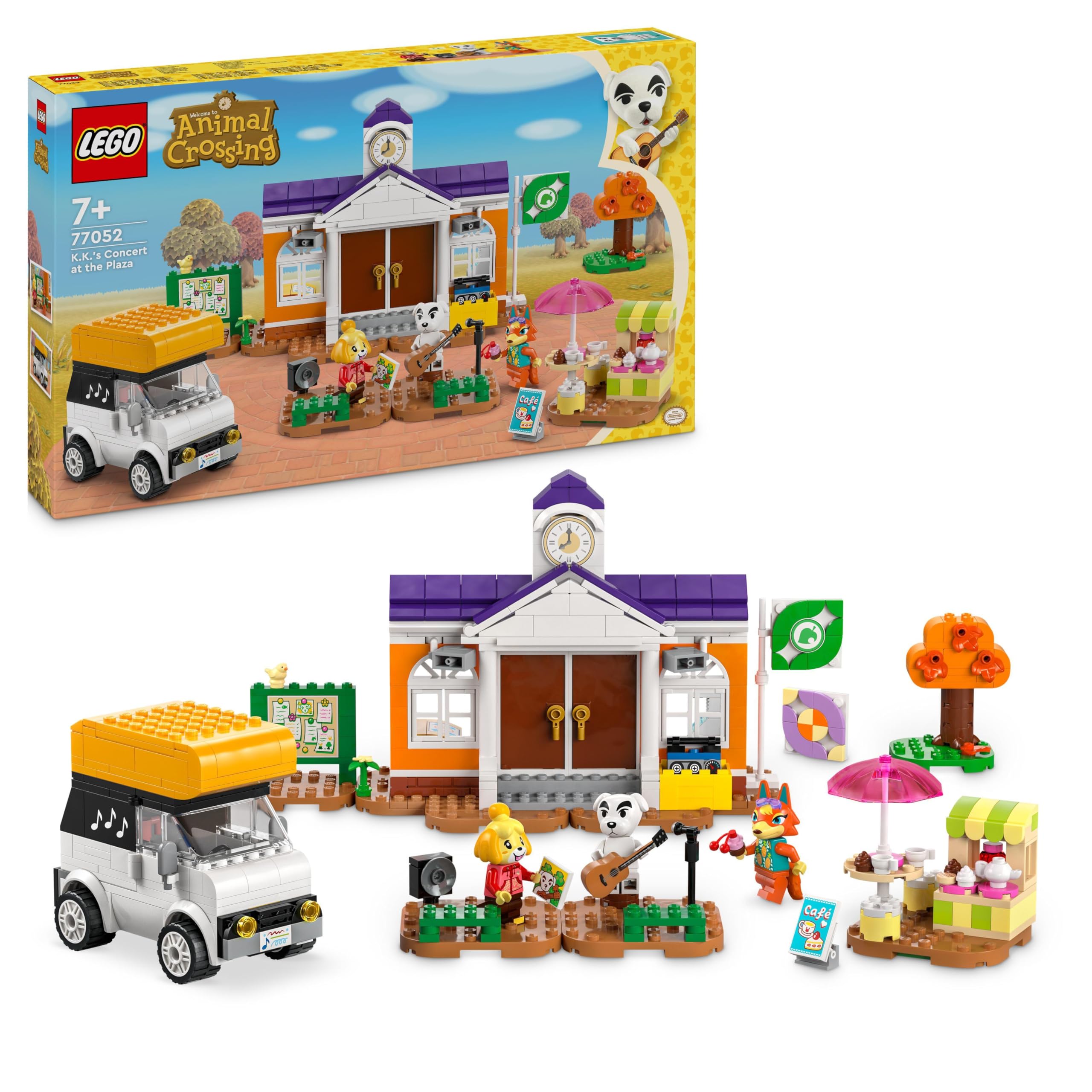 LEGO Animal Crossing Concerto in Piazza con K.K., Casa Giocattolo, Caffè e Veicolo da Costruire Ispirati al Videogioco, Giochi Creativi per Bambine e Bambini da 7 Anni, Idea Regalo di Compleanno 77052