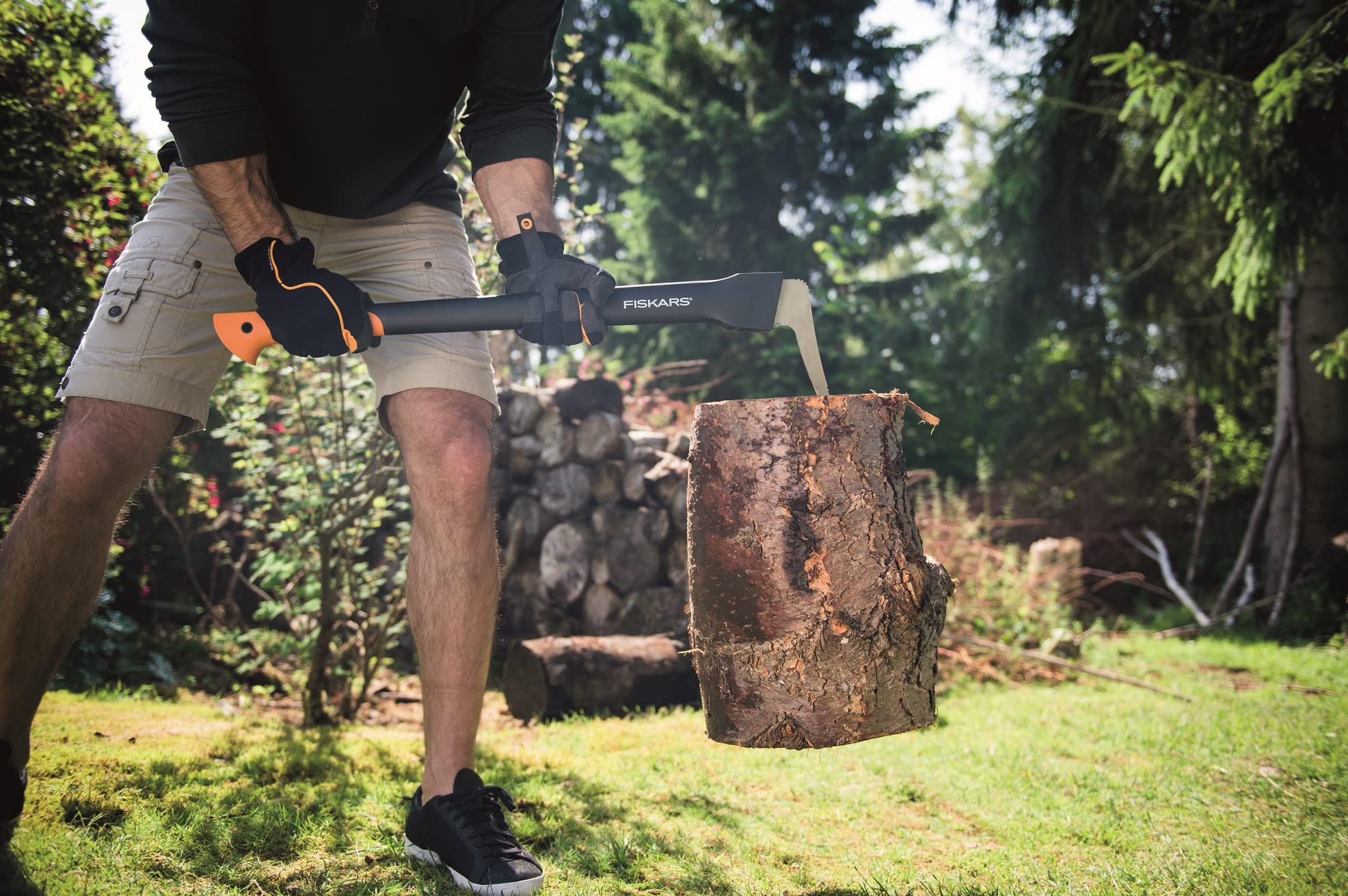 Fiskars Zappino tiratronchi, Lunghezza: 78,5 cm, Lama in acciaio temprato/Manico resistente in fibra di vetro, Fodero per trasporto e conservazione incluso, Nero/Arancione, WoodXpert, XA22, 1003623