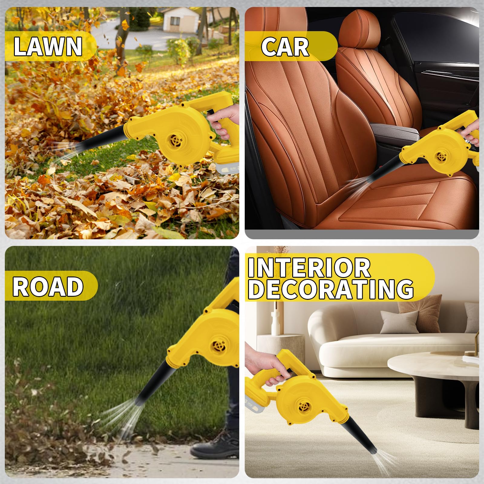 Soplador de hojas de aire inalámbrico para De-Walt 20 V, motor de cepillado, 17000 r/min, aspiradora de mano 2 en 1, herramientas eléctricas de viento fuerte, para inflar, soplar, hojas,