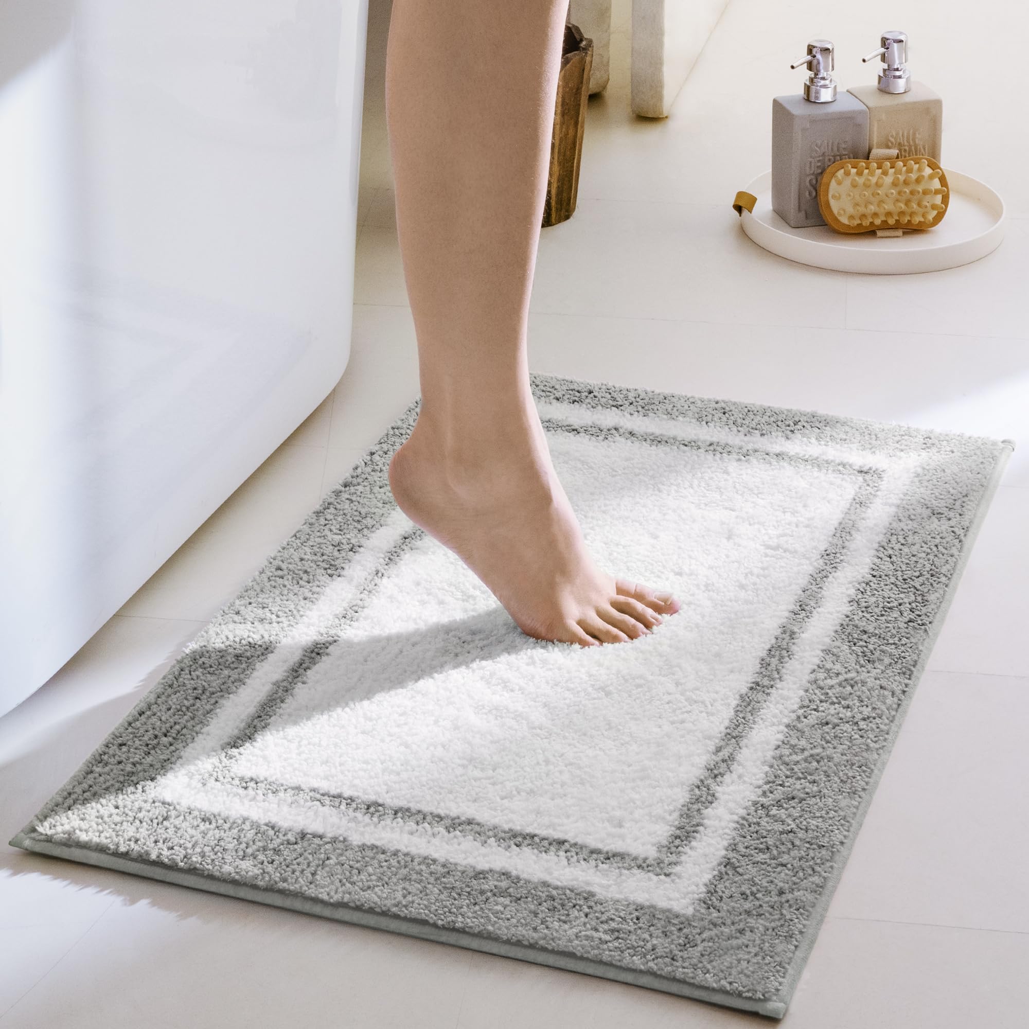 Photo 1 of GRANNY SAYS Microfiber Bathroom Rug - 16" x 24", Grey