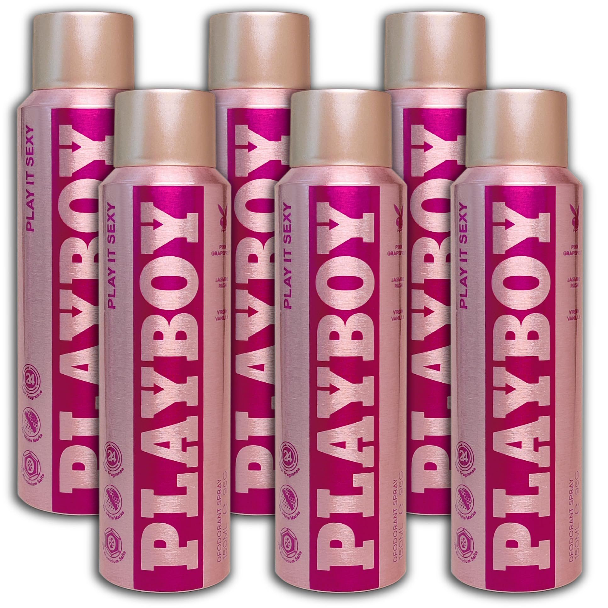 Playboy Play It Sexy dezodorant w sprayu, 150 ml, 6 sztuk