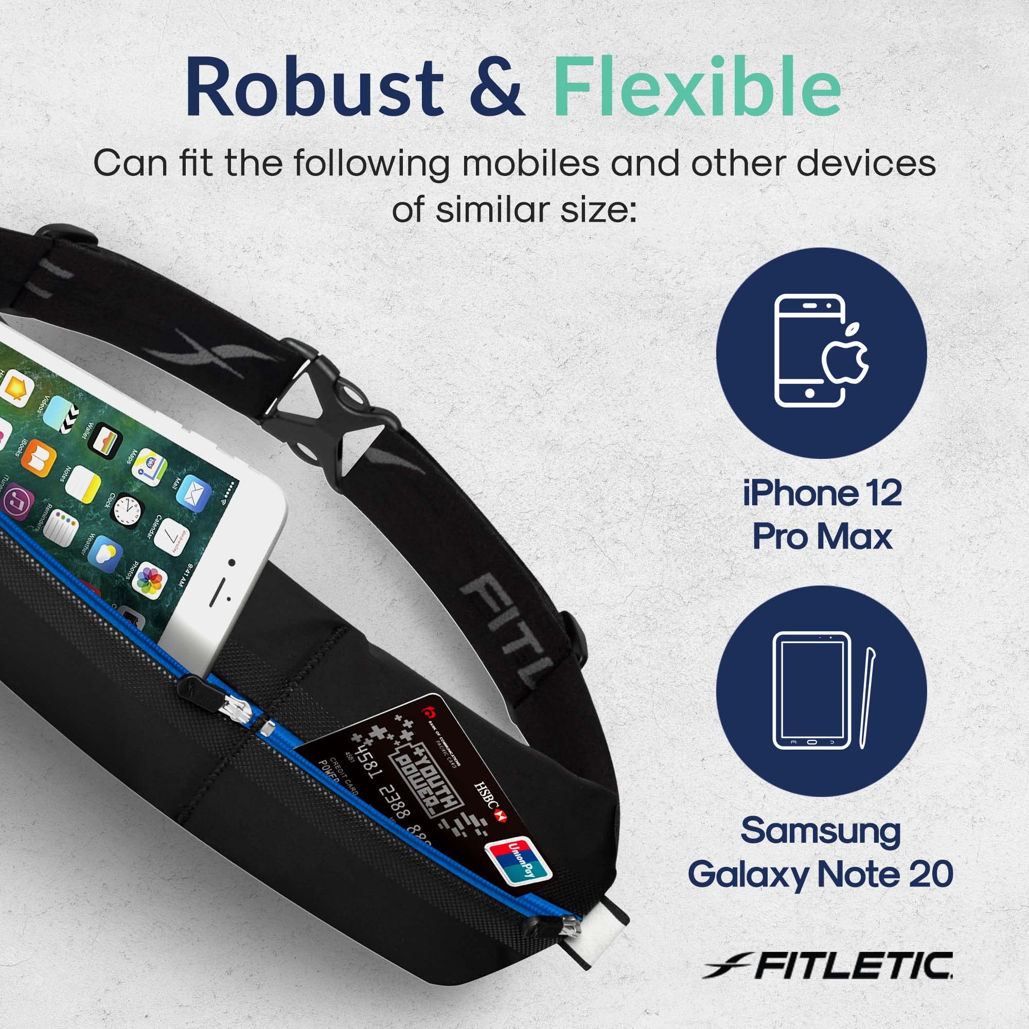 Fitletic Bolt, Cinturón para Correr Unisex Adulto, 43,18 cm
