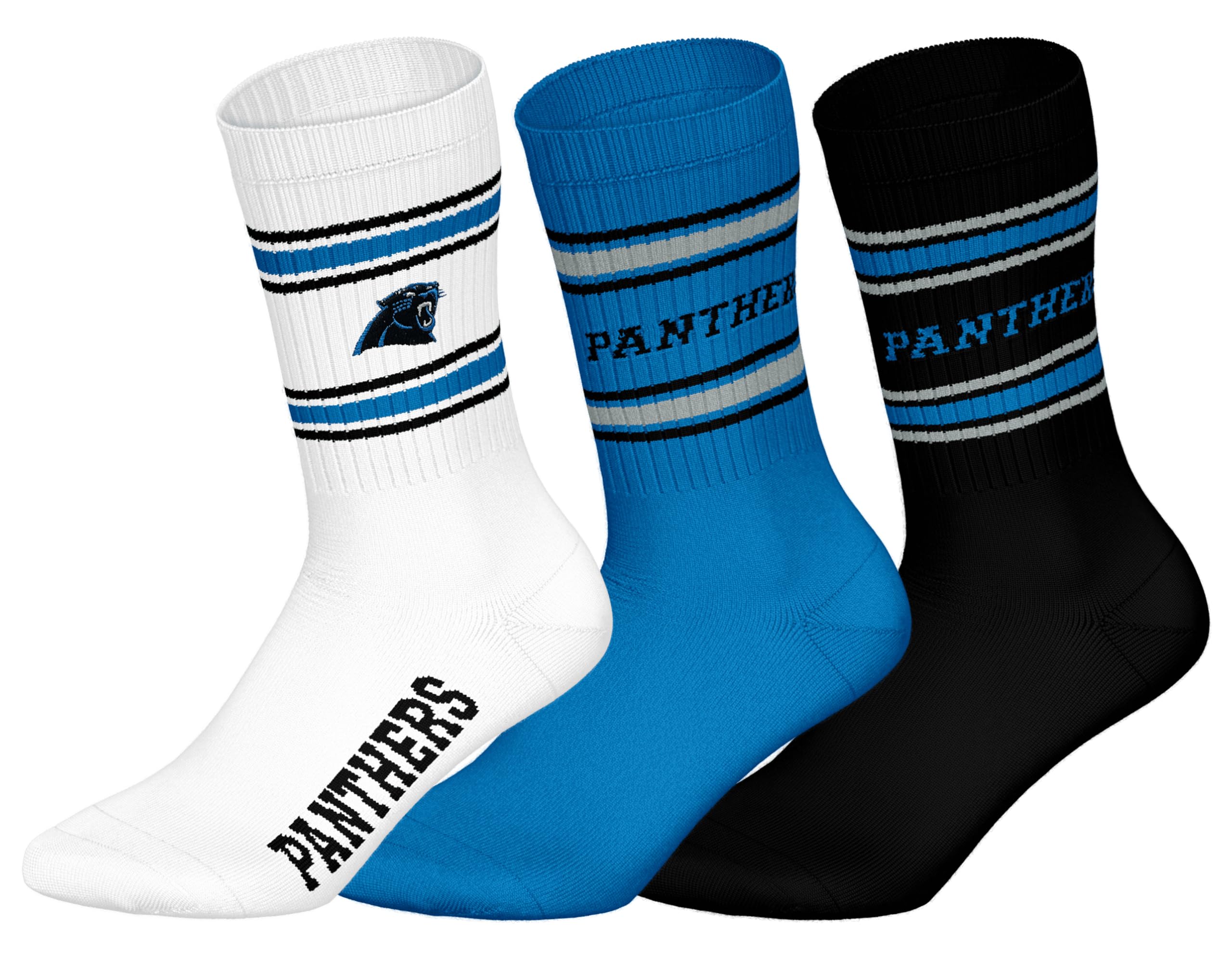 NFL Unisex Carolina Panthers Crew Socks Sport Socks (Pack of 3)
