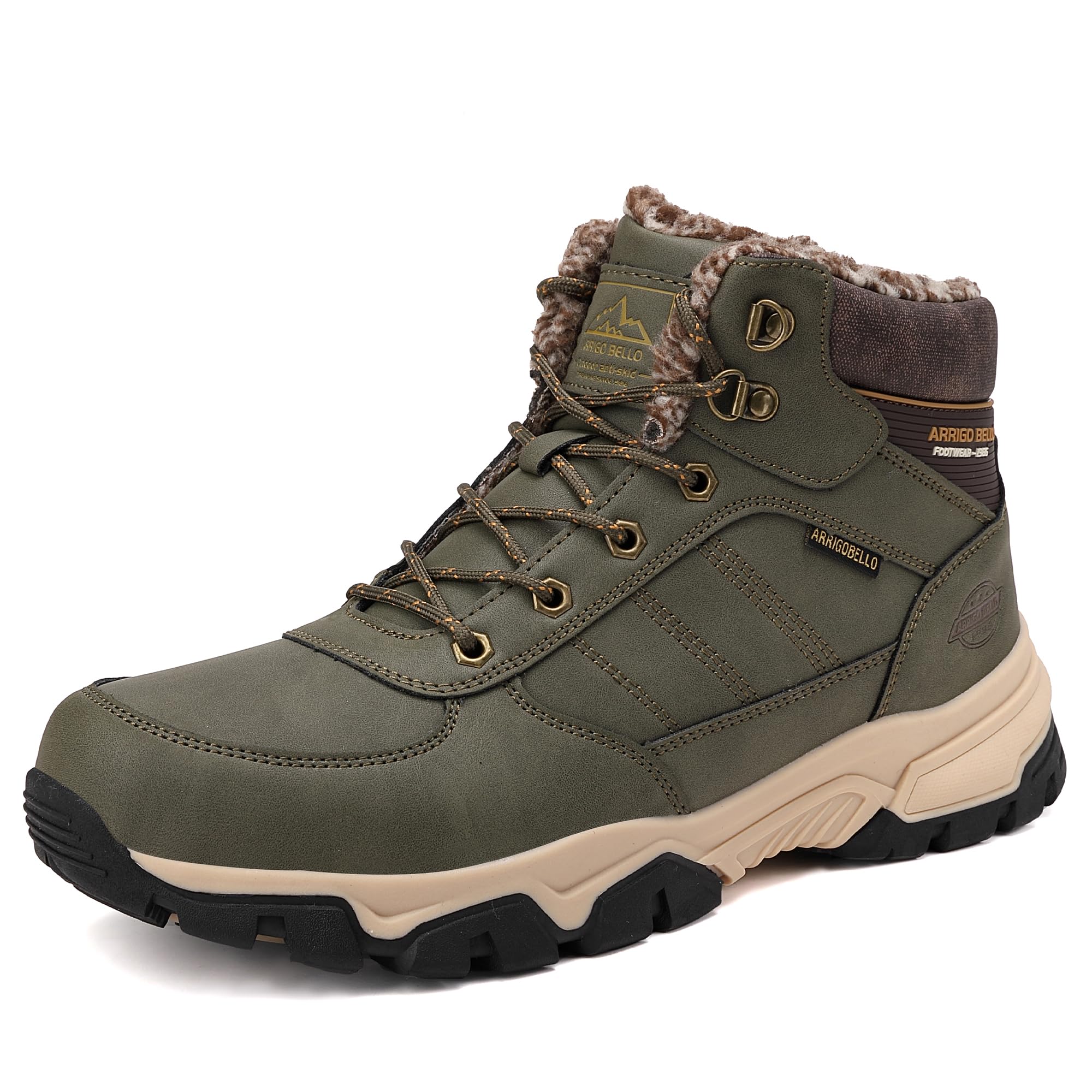 ARRIGO BELLO Boots Men Winter Ankle Boots Hiking Snow Warm Non-Slip Trekking Shoes Size 41-46
