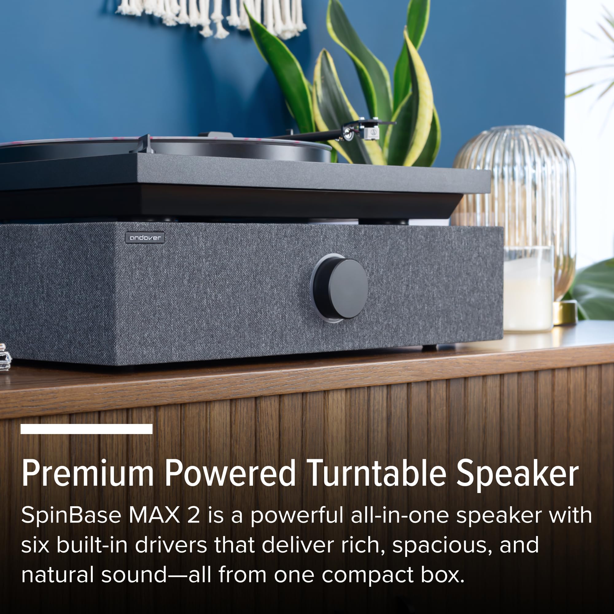 Andover Audio SpinBase MAX 2 Premium Sistema di altoparlanti Bluetooth Streaming preamplificatore phono controlli capacitivi tecnologia IsoGroove