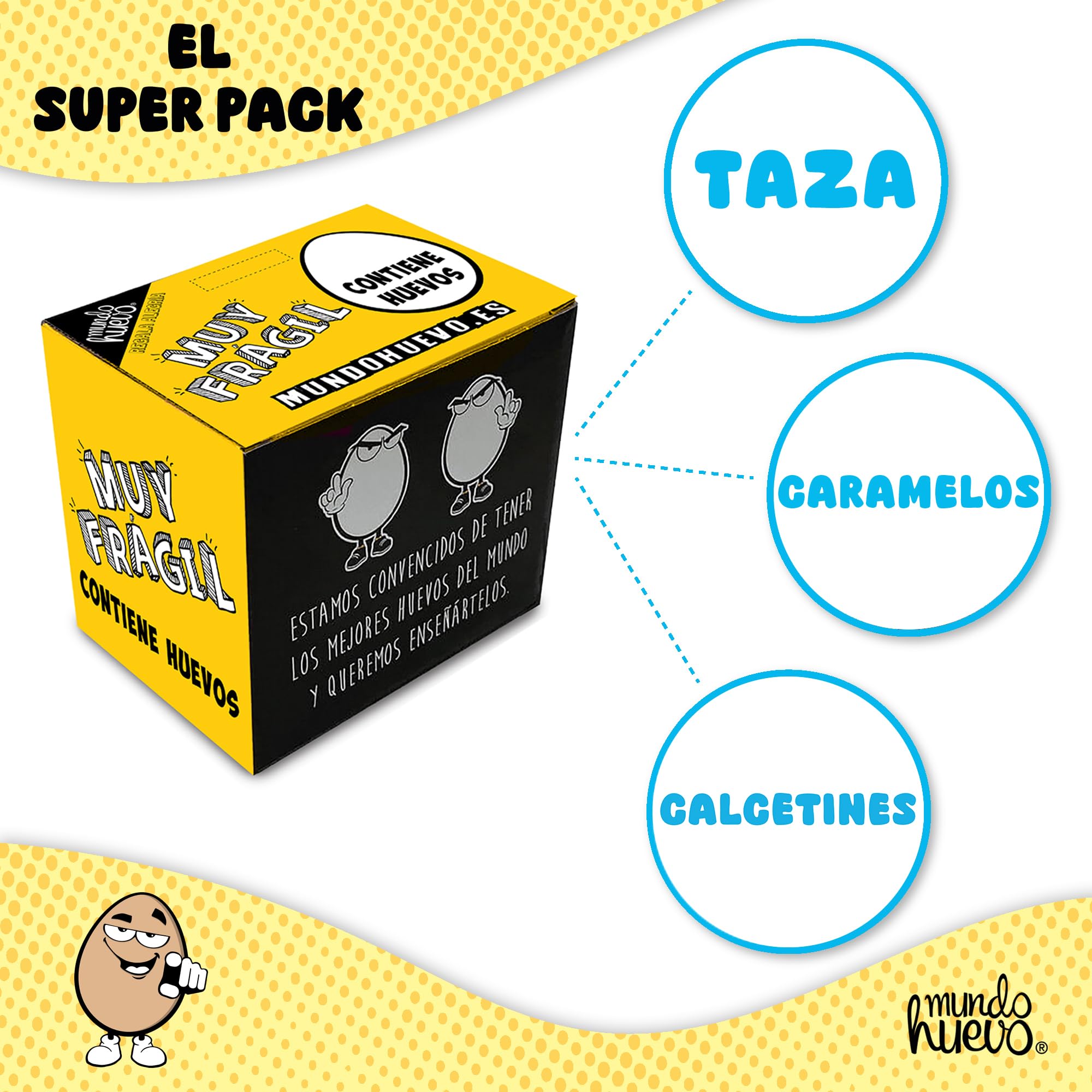 mundohuevo Super Regalo Personalizado para 40 cumpleaños Hombre | Taza de Cerámica + Calcetín 40 hombre + Caramelos |Mis huevos ya tienen 40 años | Detalle Original Día del Padre, amigos — view 5