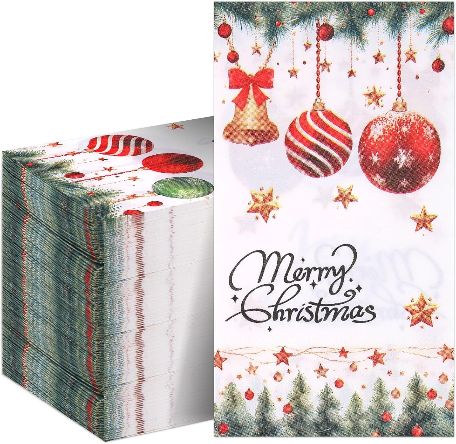 100 Pack Christmas Guest Napkins Xmas Disposable Paper