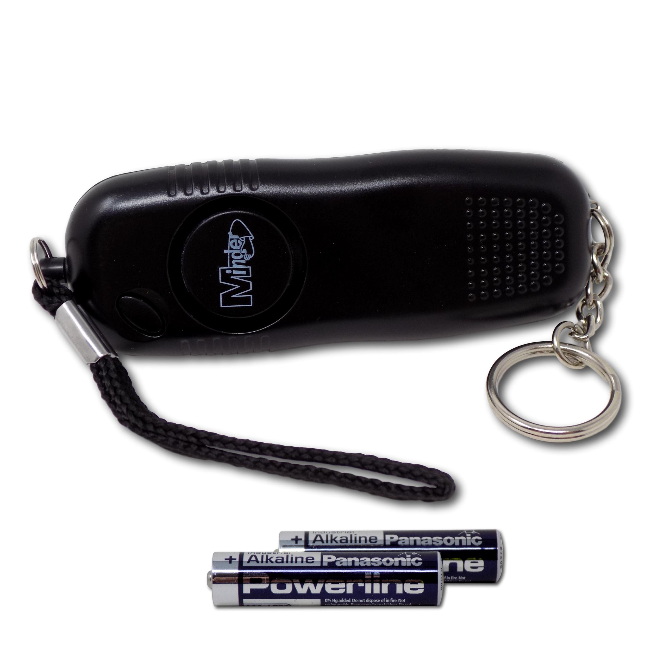 Minder Black 130Db Police Approved Personal Staff Panic Rape Attack Safety Security Keyring Alarm With Flashlight (With Spare Batteries, )