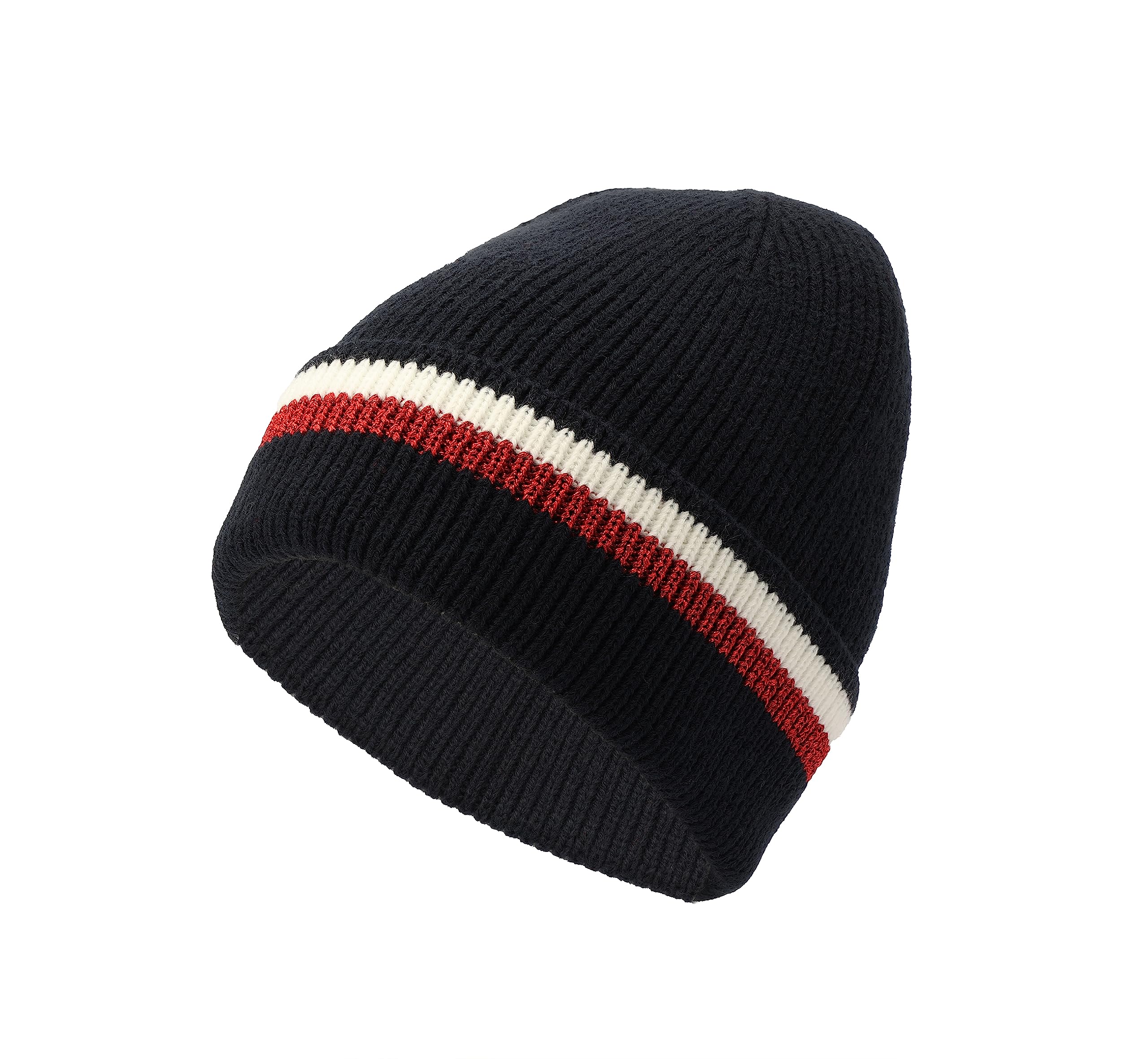 Tommy Hilfiger Women's Metallic Stripe Cuff Hat, Desert Sky Multi, One Size