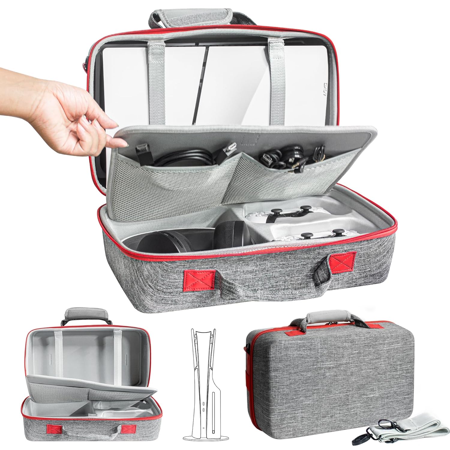 ASNOMY Carrying Case Compatible with PS5 Slim PS5 Slim Travel Case Hard Shell Carry Bag Organizer Protective Cases