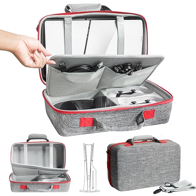 ASNOMY Carrying Case Compatible with PS5 Slim PS5 Slim Travel Case Hard Shell Carry Bag Organizer Protective Cases