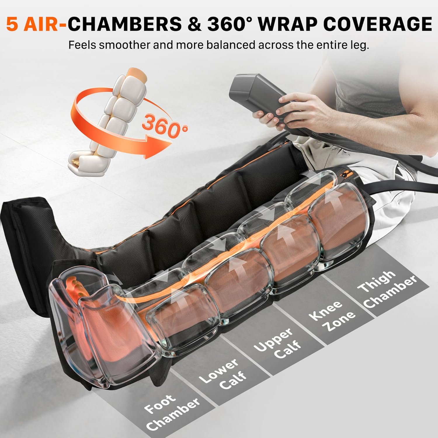 Air Compression Leg Recovery Boots : Sequential Full Leg Compression Massager System for Muscle Relaxation & Relief - 11 Intensity 6 Modes 3 Heat for Athletes & Gym (Large) - Image 5