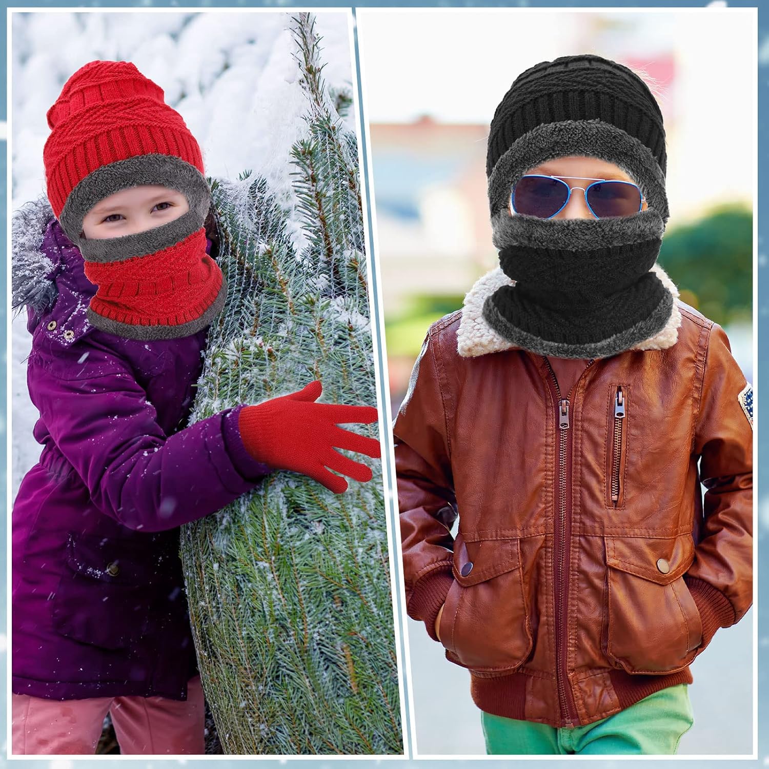 12 Pcs Kids Winter Hat Glove Scarf Sets Kids Beanie Cap Touch Screen Gloves and Warm Circle Neck Scarf for Toddler Boys Girls - Image 6