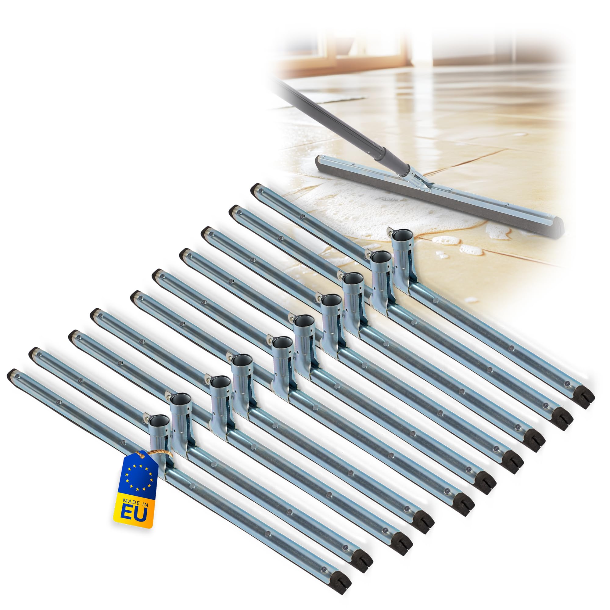 Novatool 10 x ściągaczka do wody, 60 cm, ściągaczka do okien, ściągaczka gumowa, do prysznica, tarasu, samochodu, do okien, prysznica, ze stali nierdzewnej, XXL