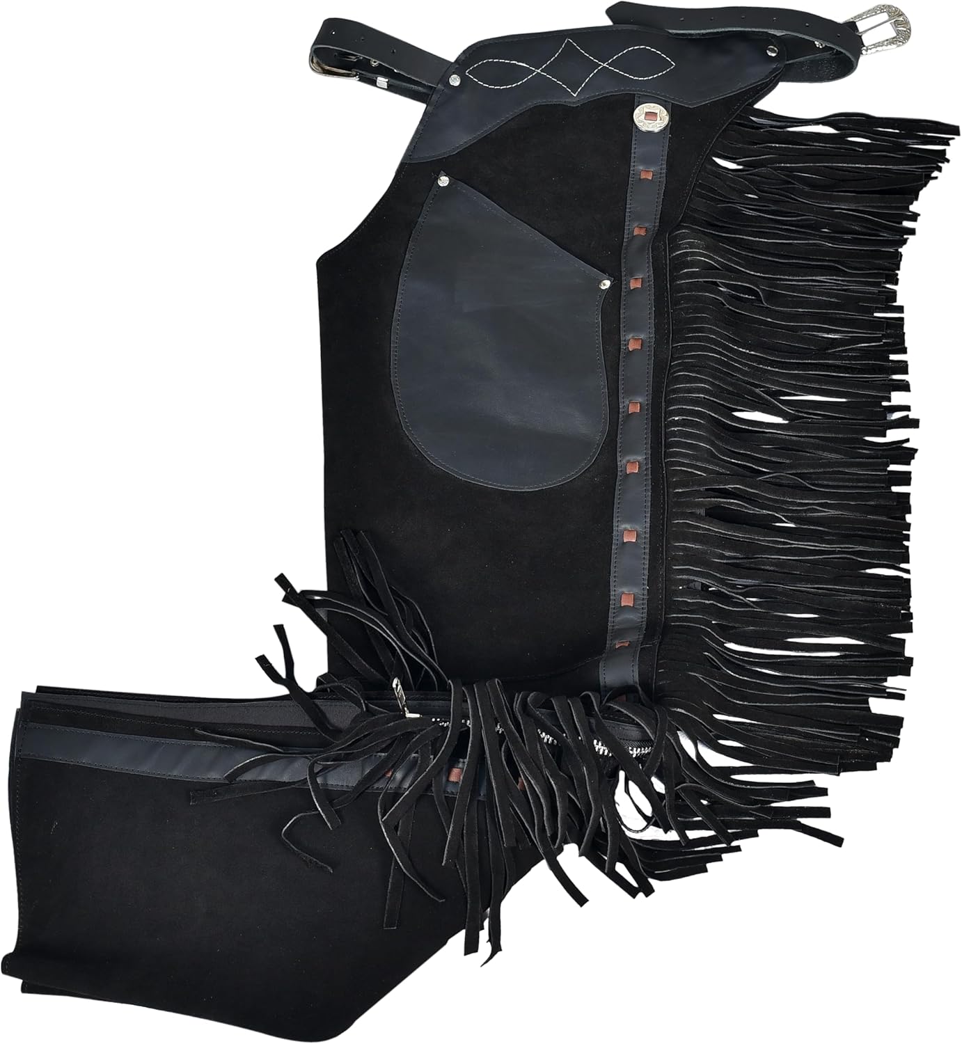 Custom Split Leather Shotgun Chaps, Personalized Fit Handmade Western Riding Gear