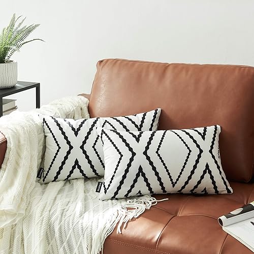 Miniatura 8 de Juego de 2 fundas de almohada decorativas de mezcla de poliéster bohemio azteca para sofá cama y decoración de cama