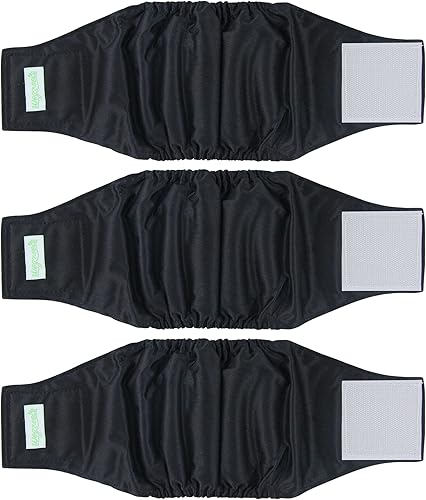 wegreeco - Pañales lavables para perros machos, bandas envolventes para vientre, paquete de 3 (negro, negro, negro), talla XS