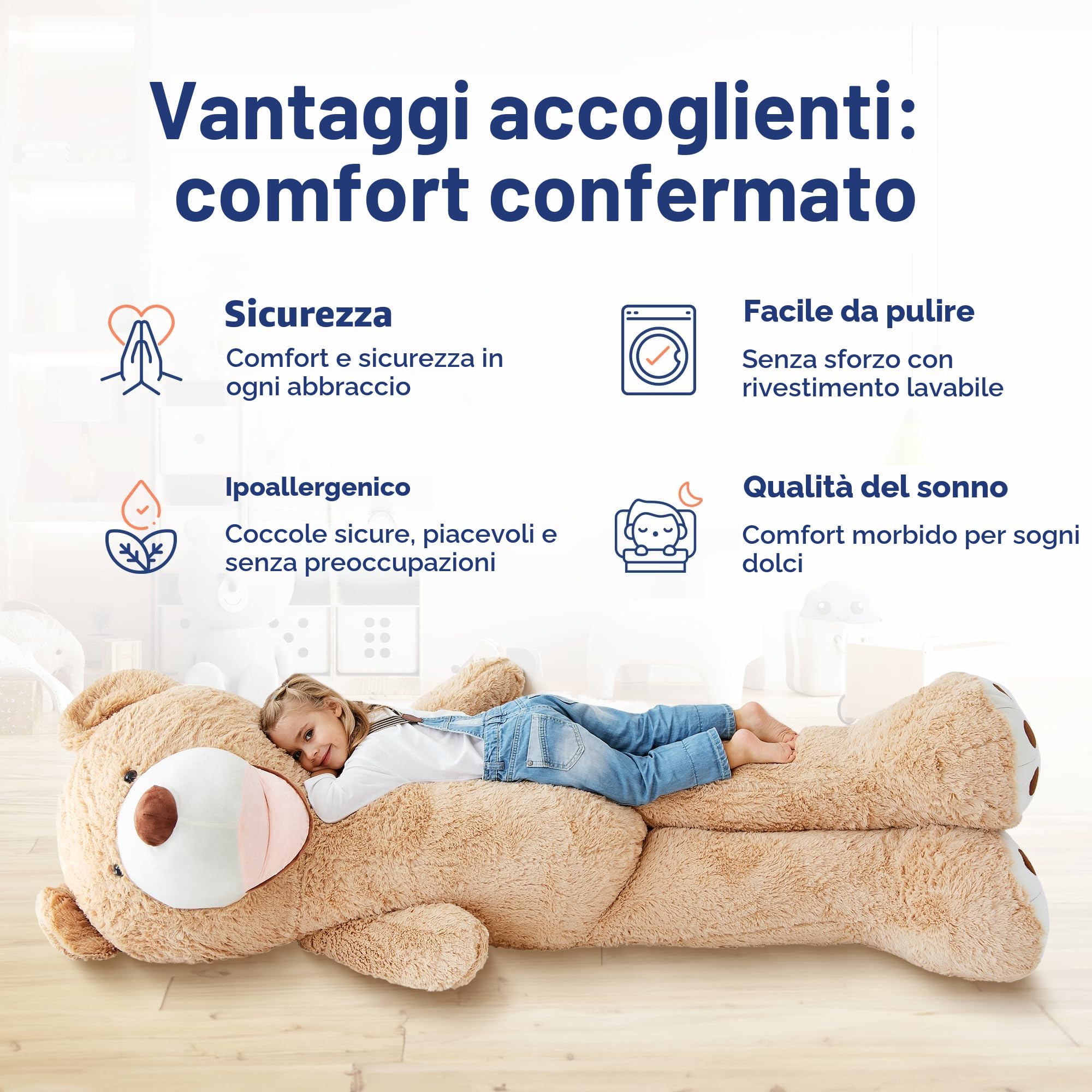 MKS Orsacchiotto XXL 200 cm – enorme peluche per bambini e adulti – morbido peluche XXL – grande orsacchiotto come regalo per compleanno e San Valentino – morbido e facile da pulire