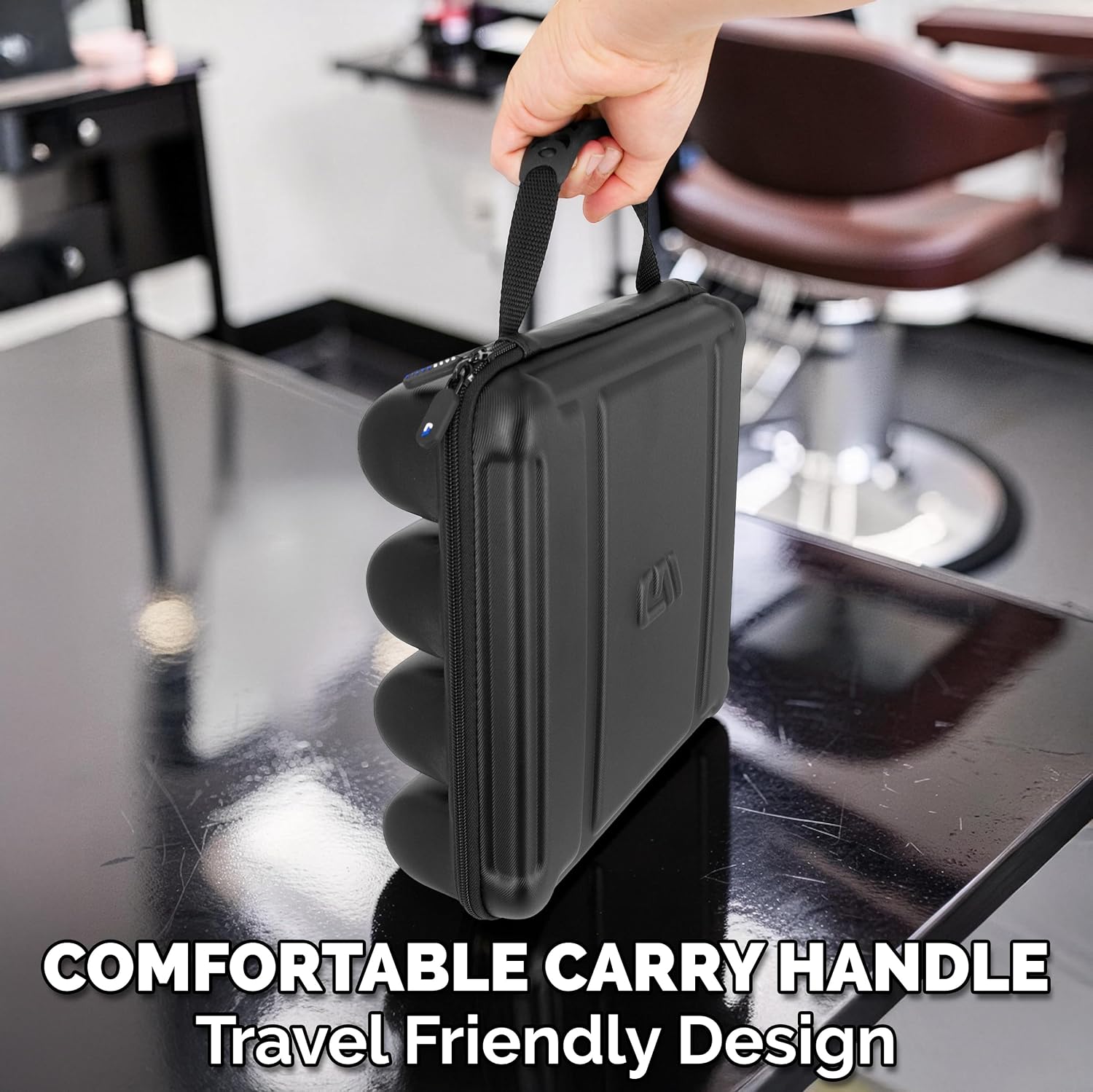CASEMATIX Barber Clipper Travel Case – Holds 4 Cordless or Corded Hair Clippers, Trimmers & Buzzers – Portable Organizer with Top Pocket for Guards, Brushes & Barber Supplies – Blade Storage Case