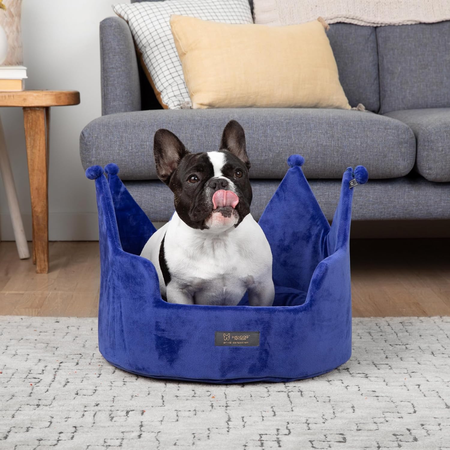 review NANDOG Pet Gear Crown Cozy Round Dog & Cat Bed Collection Washable Indoor Pet Bed for Small Breeds-Soft Bed Fits in Crate or Kennel-Made of Ultra Soft Micro-Plush Material (Royal Blue, Prive 18