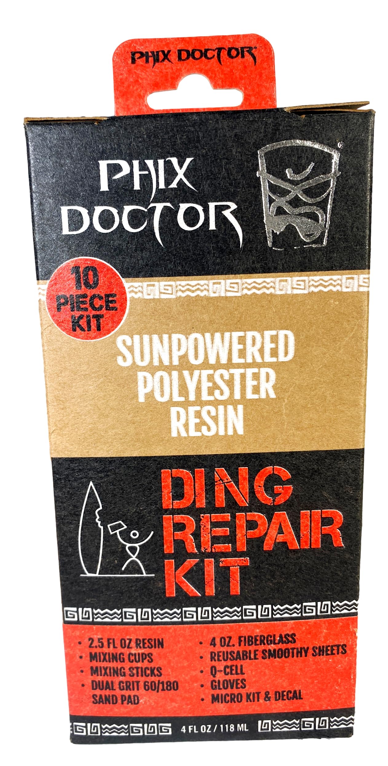 Phix Doctor Surfing Surf Board Reparaturreparaturen - Sun Powered PU Repair Kit - 4 Unzen - 4 Unzen SunPowered Resin