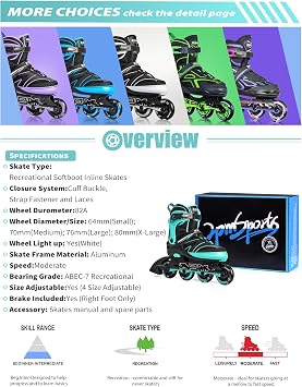 2PM SPORTS Kids Adjustable Inline Skates Ages 4-12, Youth Inline Skates for Girls Boys 5-8 8-12 with Full Light Up Wheels, Beginner Women Adult Skates