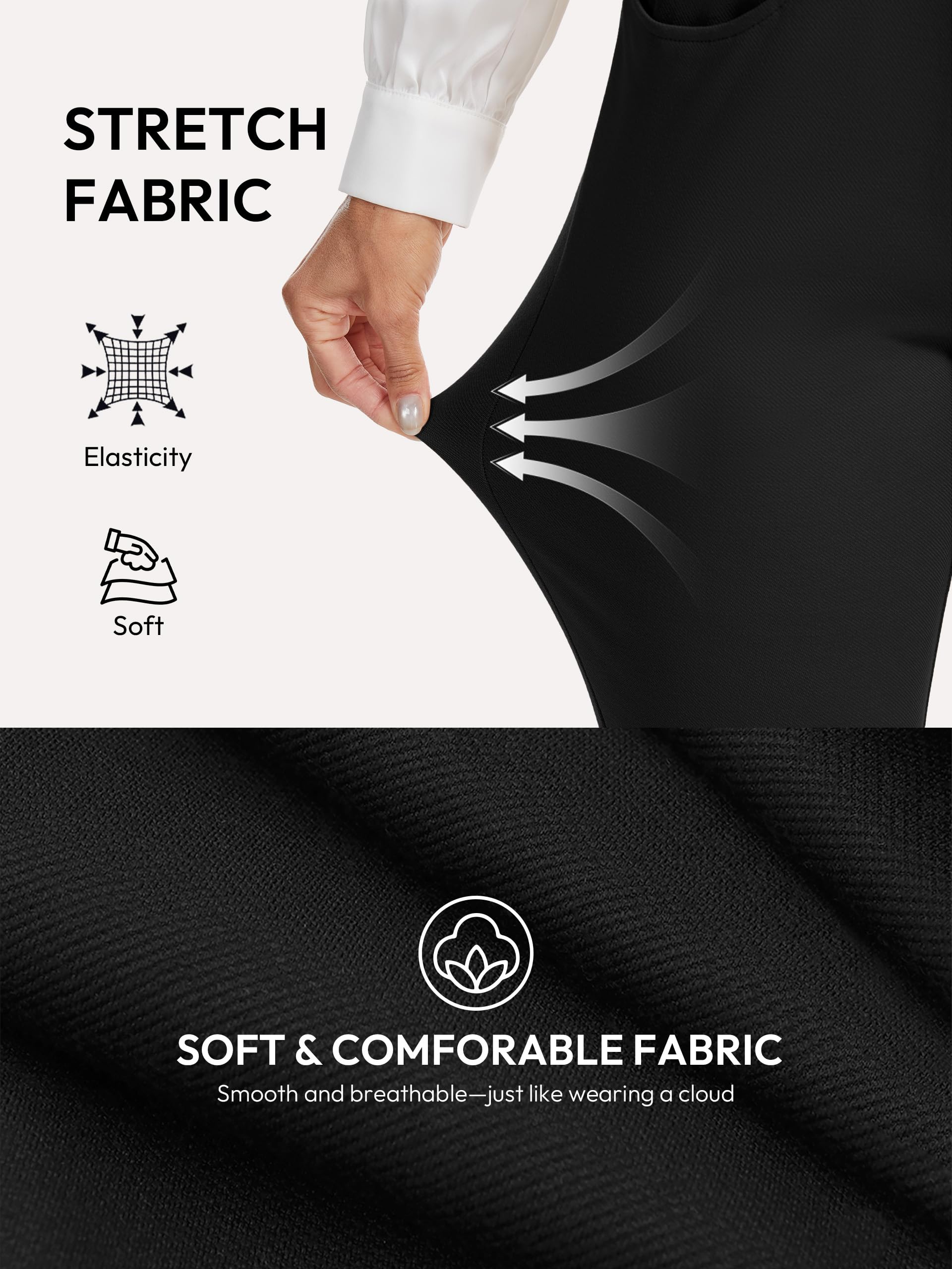 Women's Yoga Dress Pants Skinny Work Slacks Slim Fit Stretch Office Casual Pants 4 Pockets 30"/32"/34" — view 5