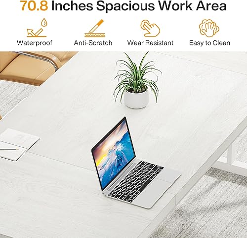 Miniatura 5 de Tribesigns Escritorio ejecutivo de 70.8 pulgadas, para computadora, laptop, moderno y simple, resistente, mesa de estudio, para escribir, muebles de