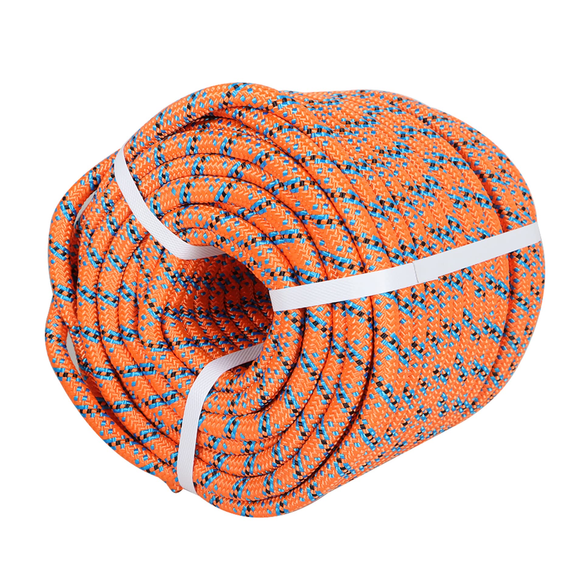 Corde d'arboriste pour arboriste, 1,27 cm par 45,2 m, 32 brins résistance à la traction jusqu'à 18 kN, orange, bleu, noir