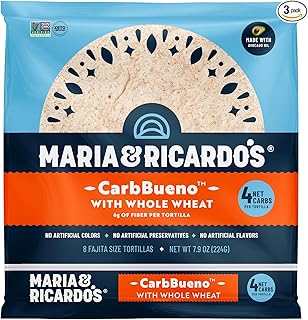 Low Carb Tortillas. Maria & Ricardo's Whole Wheat Plus. (3 Pack) 4 Net C...