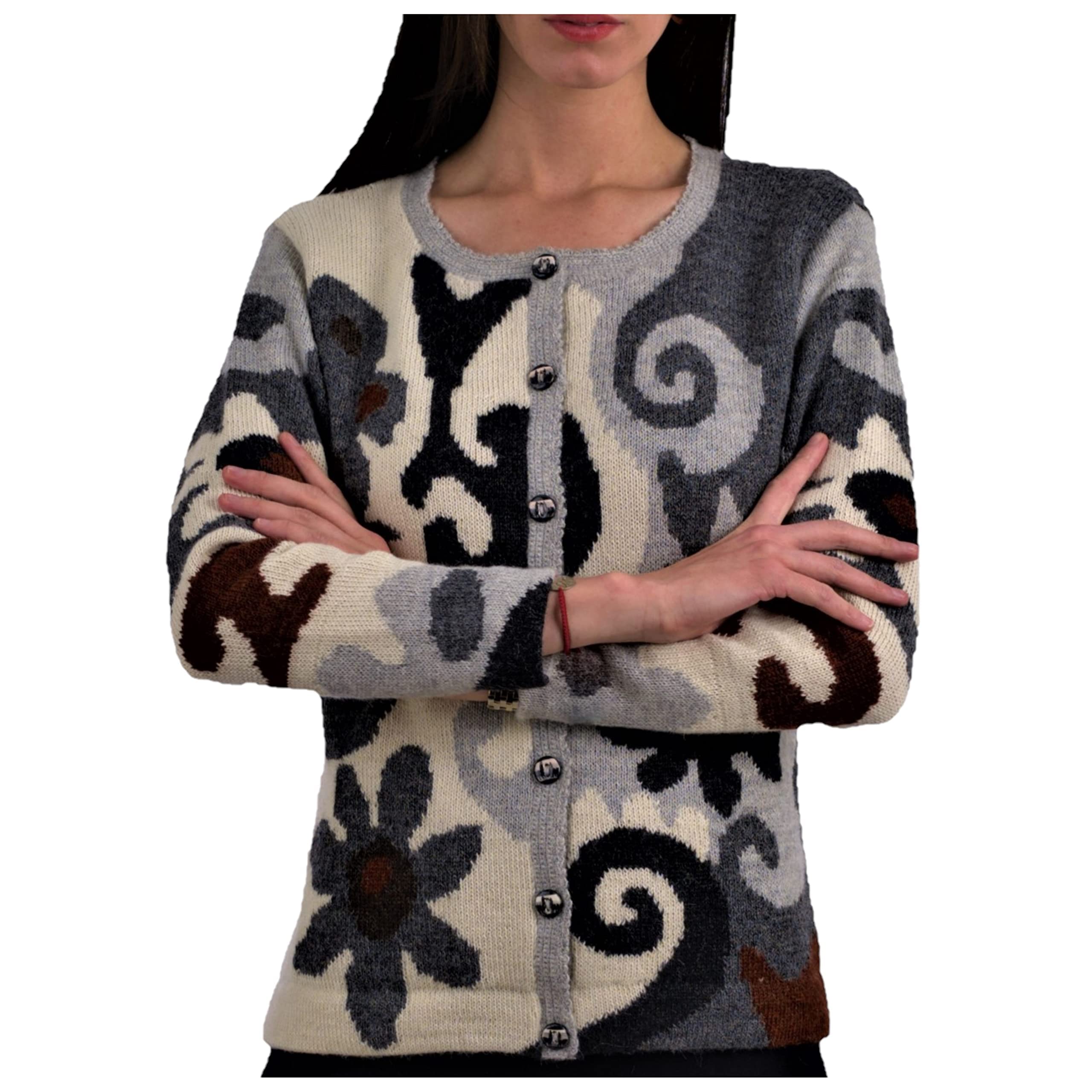 Alpaca Cardigan for Women Embroidered 100 Peruvian Baby Alpaca US Size Chart for Great fit Arian