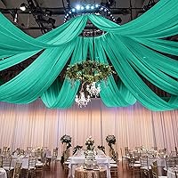 Vista 1 de FOTSHARER Cortinas de techo verde azulado para arco de boda, tela de gasa, 2 paneles de 5 x 20 pies, cortina de techo transparente de gasa verde