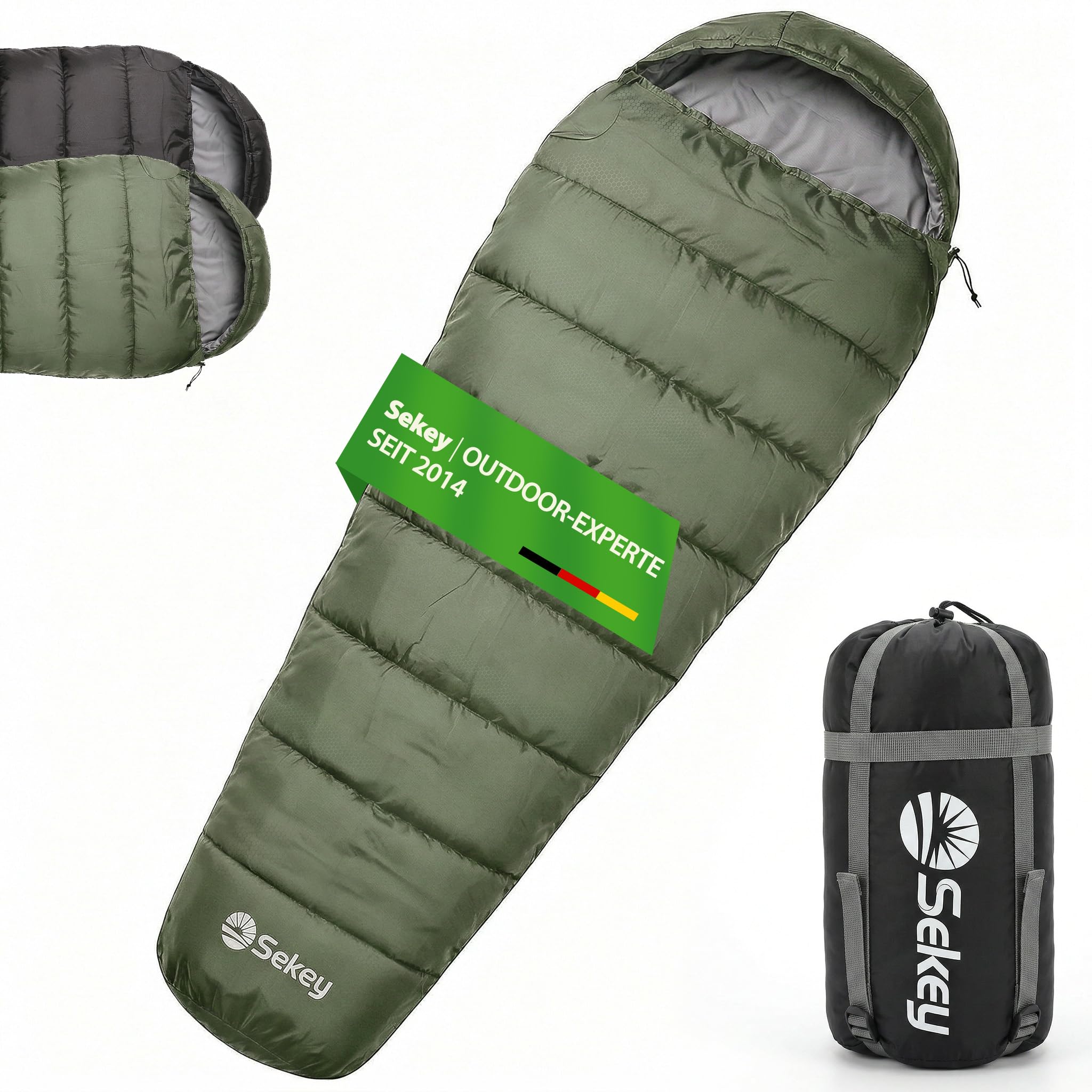 Sekey Schlafsack Erwachsene, 0,9 kg/ 1,6 kg Mumienschlafsack mit Anti-Klemm-Reißverschluss, Wasserabweisend & Reißfest, Atmungsaktiv Hautfreundlich, für Outdoor Camping & Reise, 220x80x50 cm