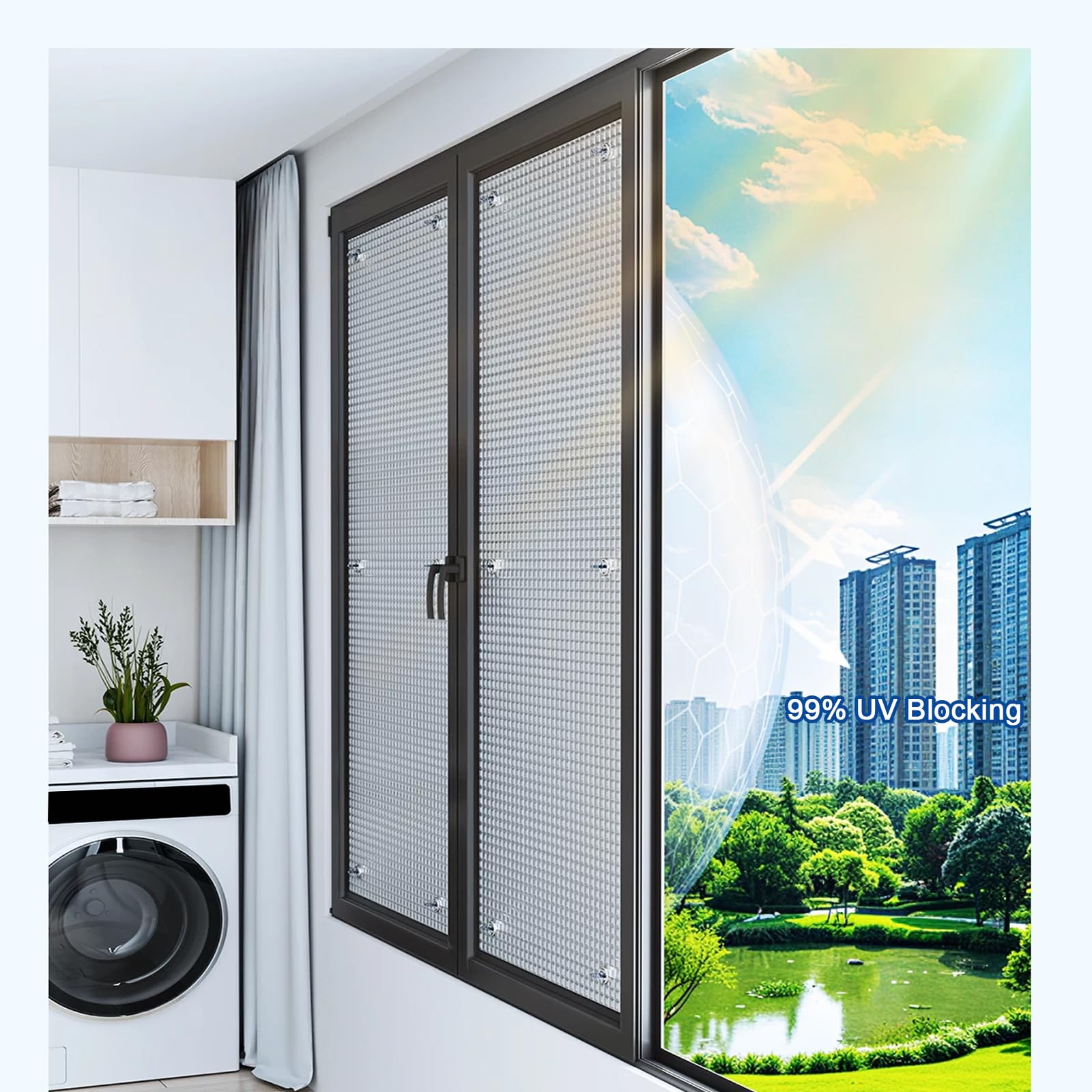 Film de Protection Solaire pour Isolation Thermique,Film Fenetre Anti Chaleur,pour Vitre pour Maison,Bureau,99% Anti-UV Anti Chaleur Anti-Regard Contrôle de la Température (155x250cm)
