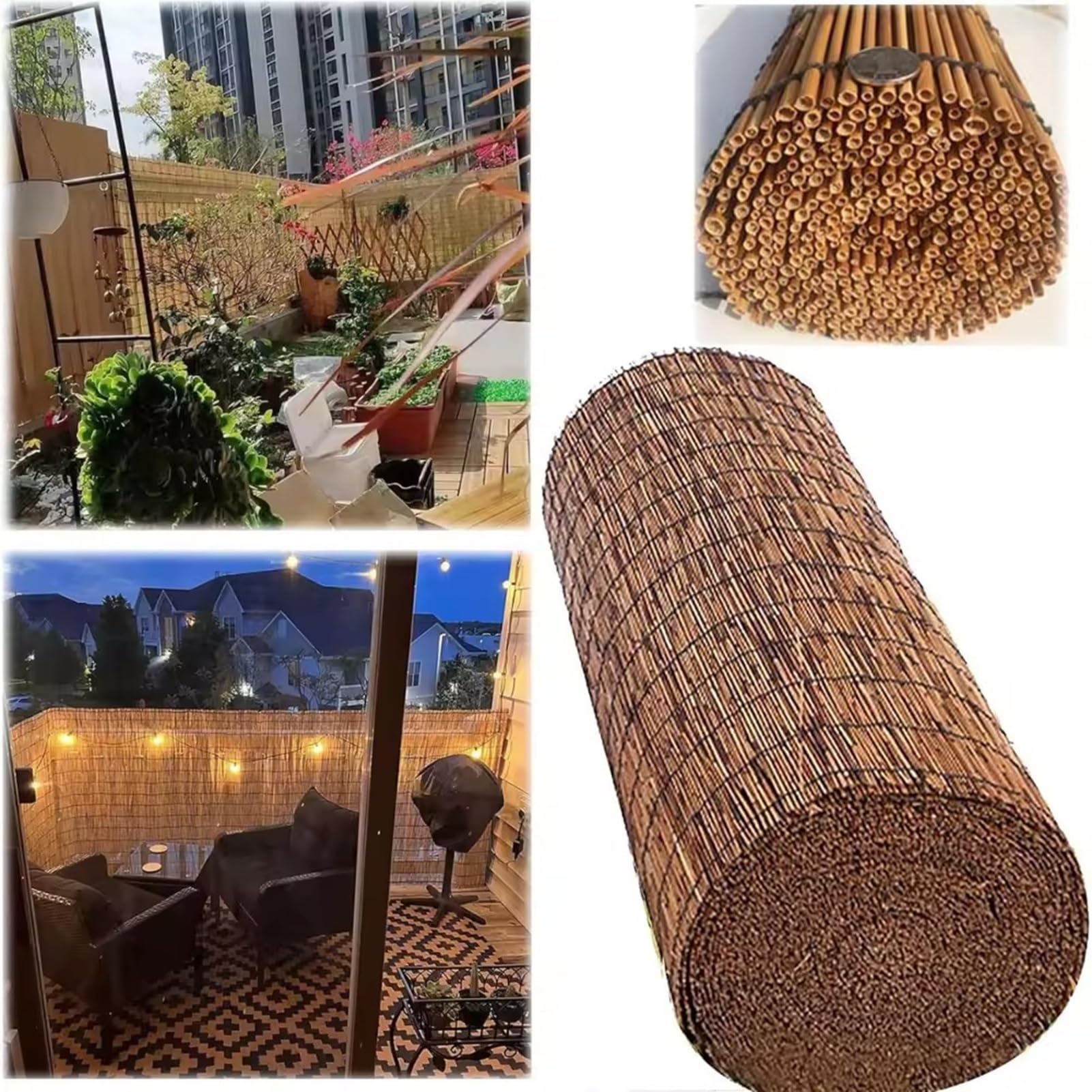 Natürlicher Schilfrohrzaun – 1,8 M Hoch X 4,8 M Breit | Sichtschutz Für Balkon, Terrasse & Garten | Umweltfreundlich & Wetterbeständig (braun)