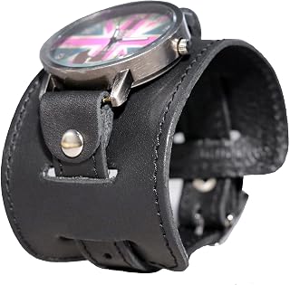 16-30mm Leather stitched watch strap, Leather watch cuff band for men or women, Handmade UA code 5230st