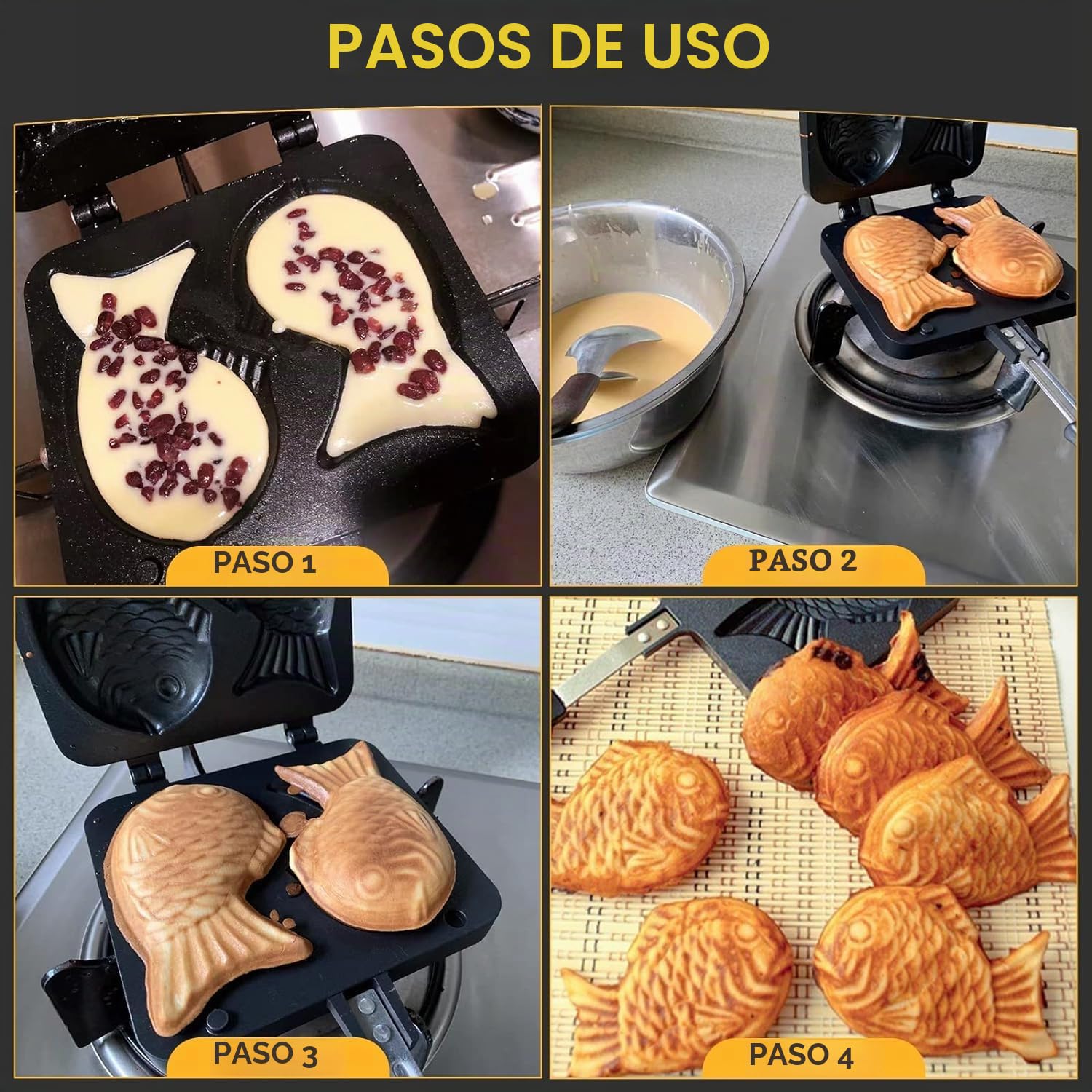 Gofrera, Fabricante de la galleta antiadherente hornada de la torta de la cacerola de la hornada de la aleación de aluminio con el molde de la forma de los pescados de 2 caras